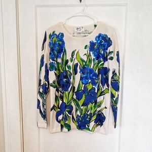 Blue Floral Long Sleeve Top